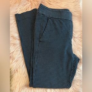 Loft Marisa Blue & Black Checked Pants Size 4